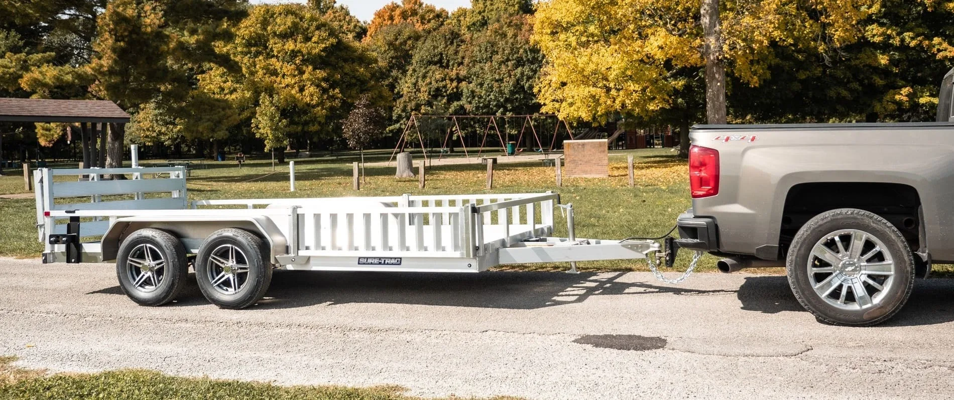 Utility trailer loaded for fall hauling at Wallace Trailers in Burns, Tennessee